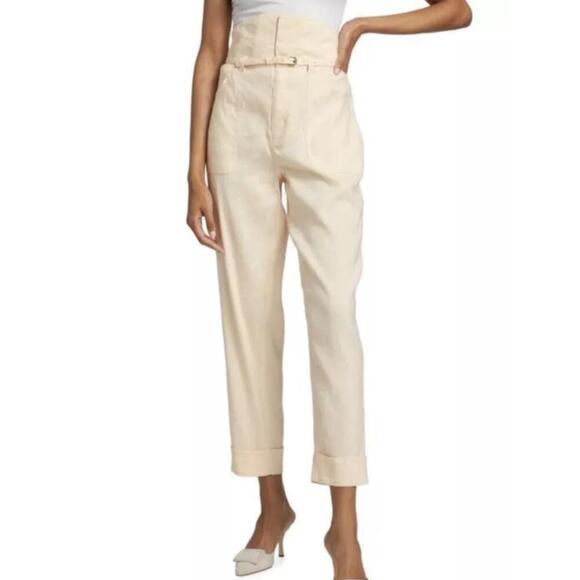 NWT Derek Lam 10 Crosby Linen Blend Bex Utility Pants Size 2 - Picture 1 of 9